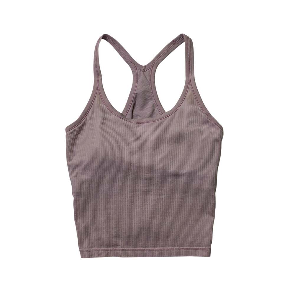 Lululemon Tank Top Womens 4 Dusty Lilac Ebb To Street Cropped Ribbed Shelf Bra